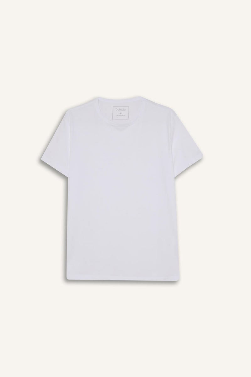 DeFacto White Man Slim Fit Short Sleeve Knitted Tops Casual - Image 5